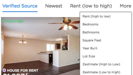 Verified Source is now a featured sorting attribute on Zillow.